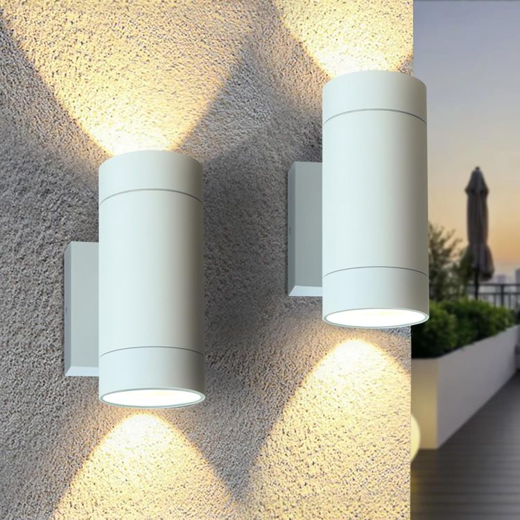 Picture of EBION Outdoor Wall Lights,Up Down Outside Lights Mains Powered IP65 Waterproof,Aluminium White Exterior Wall Sconce,GU10 Garden Wall Lamp for Indoor,Front Door,Garage,Porch,Patio