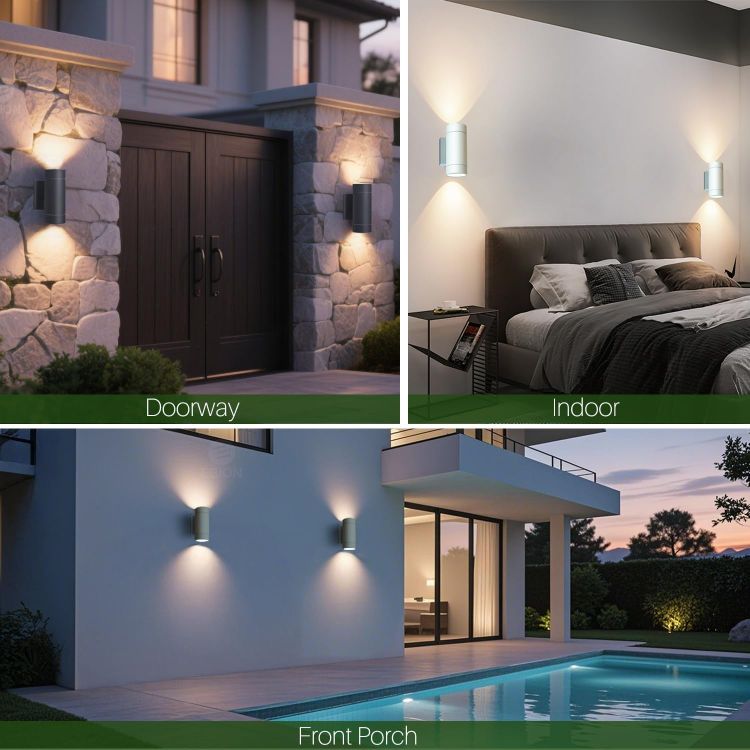 Picture of EBION Outdoor Wall Lights,Up Down Outside Lights Mains Powered IP65 Waterproof,Aluminium White Exterior Wall Sconce,GU10 Garden Wall Lamp for Indoor,Front Door,Garage,Porch,Patio