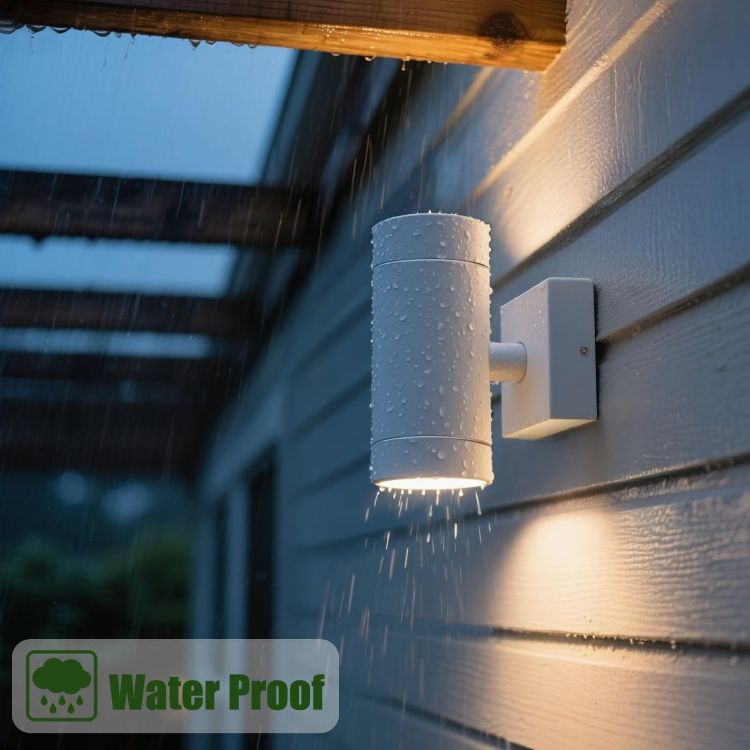 Picture of EBION Outdoor Wall Lights,Up Down Outside Lights Mains Powered IP65 Waterproof,Aluminium White Exterior Wall Sconce,GU10 Garden Wall Lamp for Indoor,Front Door,Garage,Porch,Patio