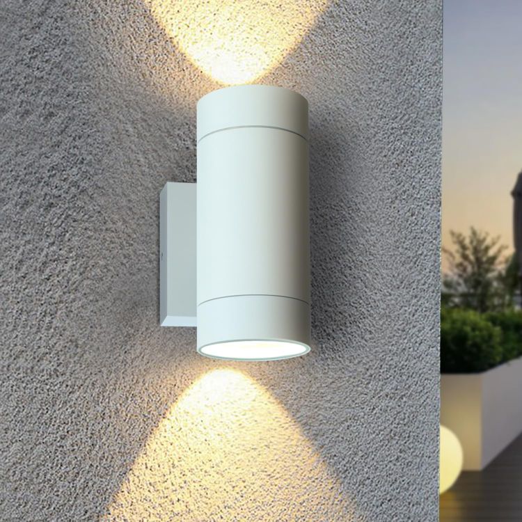 Picture of EBION Outdoor Wall Lights,Up Down Outside Lights Mains Powered IP65 Waterproof,Aluminium White Exterior Wall Sconce,GU10 Garden Wall Lamp for Indoor,Front Door,Garage,Porch,Patio