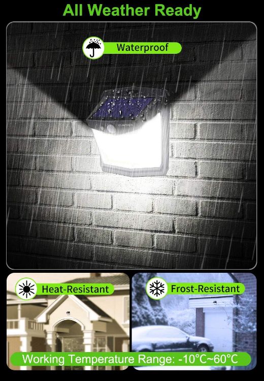 Picture of CLAONER Solar Powered Lights Outdoor, Upgraded Wireless 270° IP65 Solar Motion Sensor Security/Wall Light for Front Door, Yard, Garage, Garden, Fence, Cool White (2 Pack)