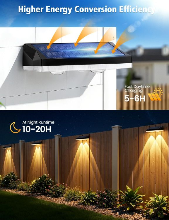Picture of Solar Fence Lights, 6pcs Solar Lights Outdoor Garden Waterproof IP65,11 Colors 13 Modes RGB Garden Light, Solar Powered Outdoor Light for The Fence,Patio, Backyard,Yard & Pathway Decoration [Energy Class A]