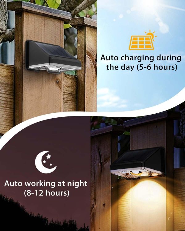 Picture of Solar Wall Lights – IP67 Waterproof Warm White Outdoor Lighting for Gardens, Wall & Patio, Decorative Ambient Lighting
