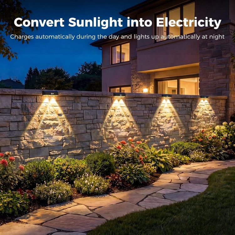 Picture of Kolpop Solar Fence Lights Outdoor Garden, 4 Pack Solar Motion Sensor Lights, 3 Modes Fence Lights Solar Powered, Waterproof Wall Lights for Patio, Yard, Gate, Step, Pool, Garage, Deck Decoration [Energy Class E]