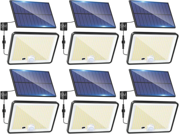 Picture of LOTMOS Solar Lights Outdoor, 342LED Remote Solar Security Lights Outdoor Motion Sensor, 3 Modes Garden Light Solar Powered Waterproof Pir Flood Lighting for Yard Shed Garage Outside,Cool White 