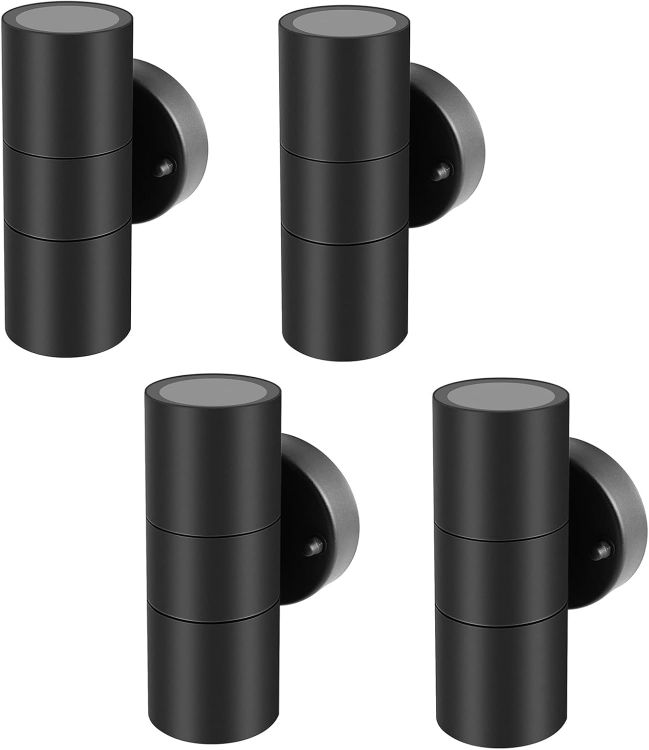 Picture of Kerry Outdoor Wall Lights, Mains Powered, Up and Down, Black | Modern Cylindrical Design, Stainless Steel, IP44 and GU10 Bulbs up to 35W, Not Included, for Patios, Garages, Gardens