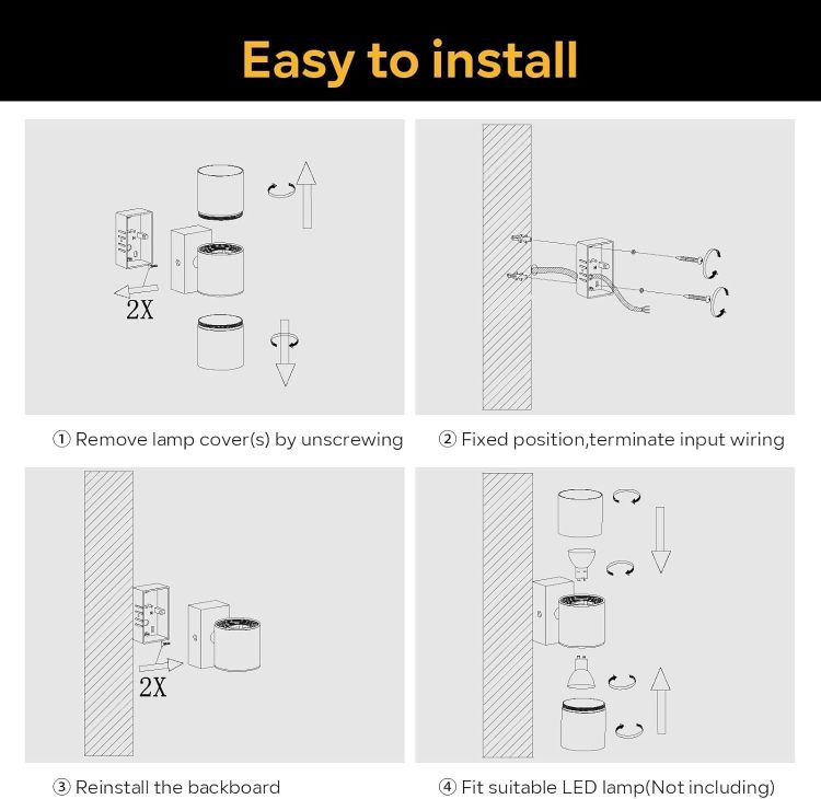 Picture of Kerry Outdoor Wall Lights, Mains Powered, Up and Down, Black | Modern Cylindrical Design, Stainless Steel, IP44 and GU10 Bulbs up to 35W, Not Included, for Patios, Garages, Gardens