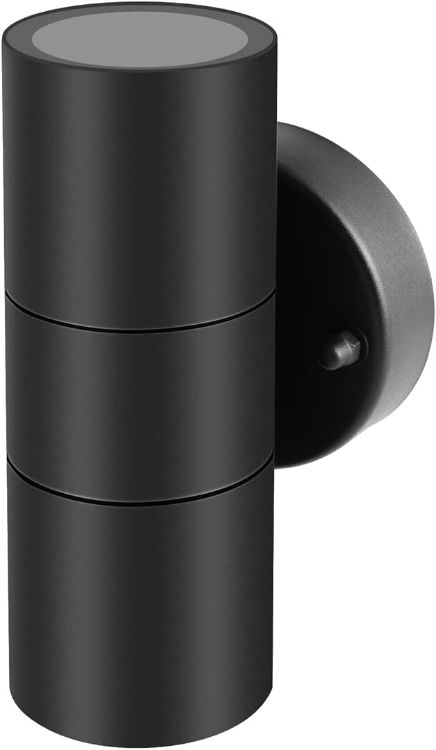 Picture of Kerry Outdoor Wall Lights, Mains Powered, Up and Down, Black | Modern Cylindrical Design, Stainless Steel, IP44 and GU10 Bulbs up to 35W, Not Included, for Patios, Garages, Gardens