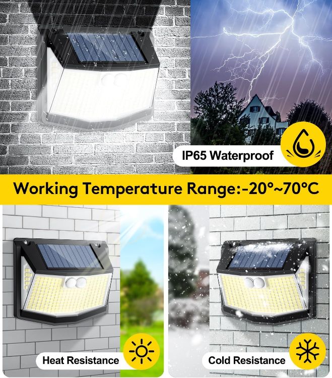 Picture of Solar Lights Outdoor Garden 248 LED Solar Security Light 3 Motion Sensor Modes and 270 Wide Angle Lighting IP65 Waterproof Outside Solar Powered Wall Lights for Fence Front Door Yard Garage 4 Pack [Energy Class A+++]