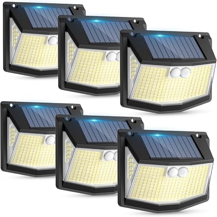 Picture of Solar Lights Outdoor Garden 248 LED Solar Security Light 3 Motion Sensor Modes and 270 Wide Angle Lighting IP65 Waterproof Outside Solar Powered Wall Lights for Fence Front Door Yard Garage 4 Pack [Energy Class A+++]