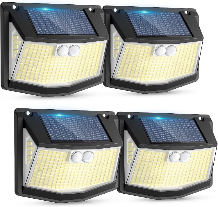 Picture of Solar Lights Outdoor Garden 248 LED Solar Security Light 3 Motion Sensor Modes and 270 Wide Angle Lighting IP65 Waterproof Outside Solar Powered Wall Lights for Fence Front Door Yard Garage 4 Pack [Energy Class A+++]
