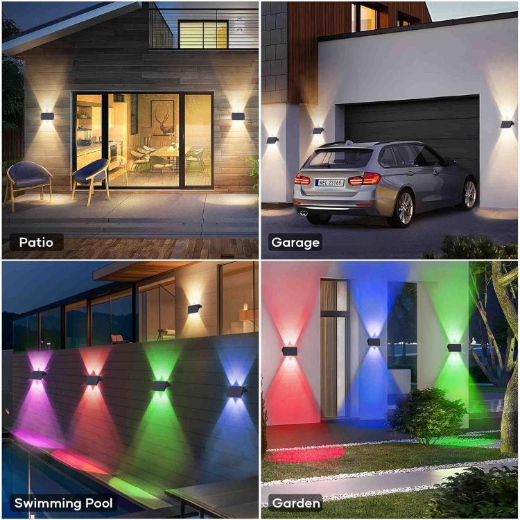 Picture of Solar Wall Lights Outdoor – Dual-Colour (Warm White + RGB) Up/Down Lighting, IP67 Waterproof, 12H Runtime for Gardens, Fences & Heritage-Style Homes, 2Pack [Energy Class A]