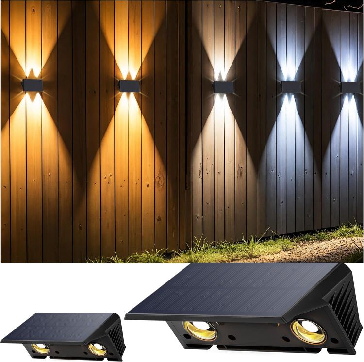Picture of Solar Fence Lights Outdoor Garden, Ambient Atmosphere, 2-Pack with 3 Color Temperatures(Warm/Natural/Cool White) [Energy Class A]