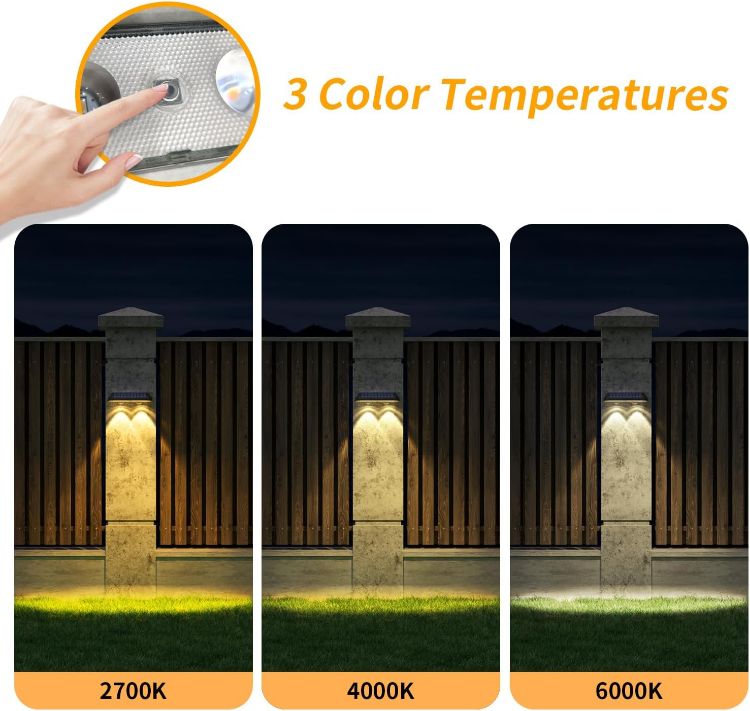 Picture of HAMLITE Solar Fence Lights Outdoor Garden: Solar Wall Lights Outdoor Waterproof - Solar Powered Garden Fence Lights 3 Color Modes for Deck Patio Decking Gate Yard Decoration 2-Pack [Energy Class F]