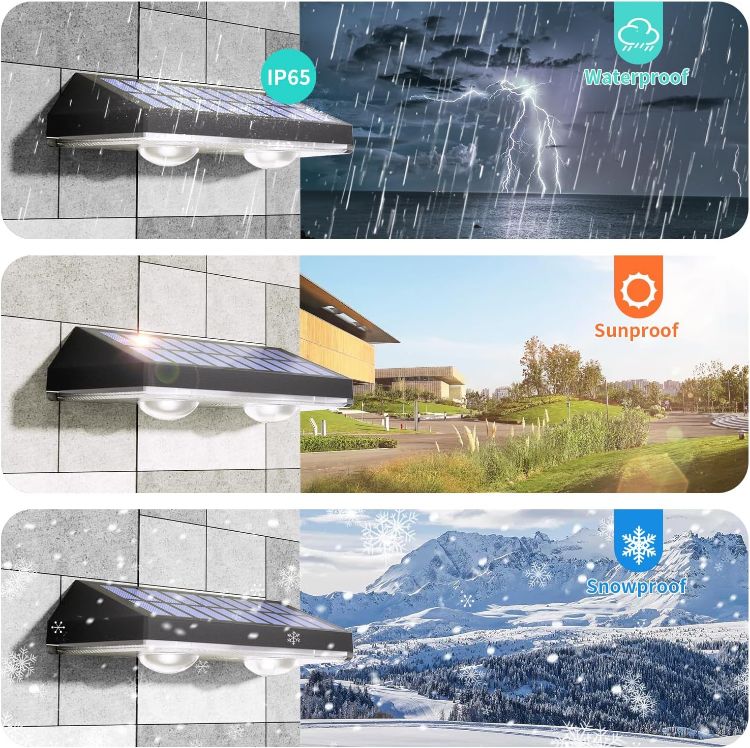 Picture of HAMLITE Solar Fence Lights Outdoor Garden: Solar Wall Lights Outdoor Waterproof - Solar Powered Garden Fence Lights 3 Color Modes for Deck Patio Decking Gate Yard Decoration 2-Pack [Energy Class F]