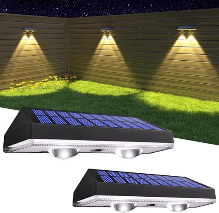 Picture of HAMLITE Solar Fence Lights Outdoor Garden: RGB Solar Wall Lights Outdoor Waterproof - Bright Solar Powered Garden Fence Lights 8 Color Modes for Outside Deck Patio Decking Gate Yard Decoration [Energy Class F]