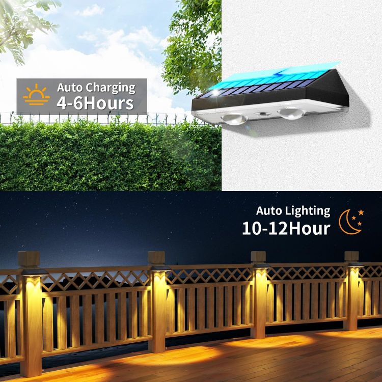 Picture of HAMLITE Solar Fence Lights Outdoor Garden: RGB Solar Wall Lights Outdoor Waterproof - Bright Solar Powered Garden Fence Lights 8 Color Modes for Outside Deck Patio Decking Gate Yard Decoration [Energy Class F]
