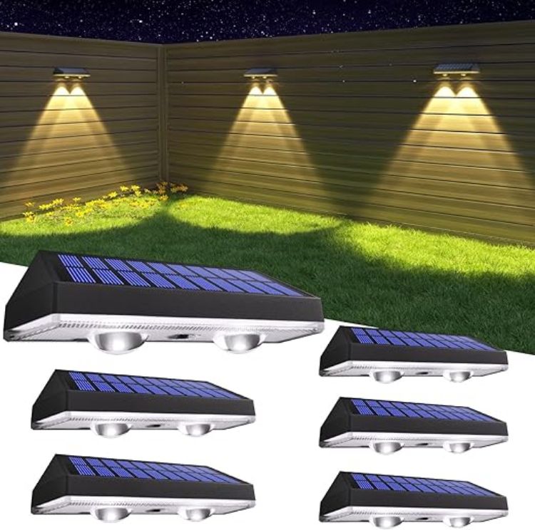 Picture of HAMLITE Solar Fence Lights Outdoor Garden: RGB Solar Wall Lights Outdoor Waterproof - Bright Solar Powered Garden Fence Lights 8 Color Modes for Outside Deck Patio Decking Gate Yard Decoration [Energy Class F]