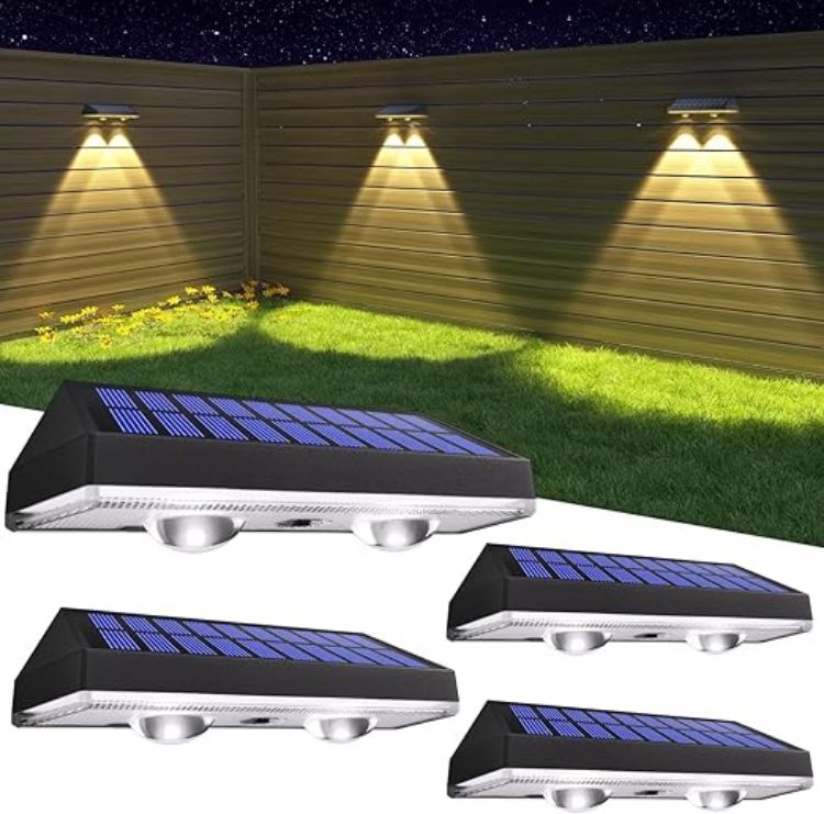Picture of HAMLITE Solar Fence Lights Outdoor Garden: RGB Solar Wall Lights Outdoor Waterproof - Bright Solar Powered Garden Fence Lights 8 Color Modes for Outside Deck Patio Decking Gate Yard Decoration [Energy Class F]