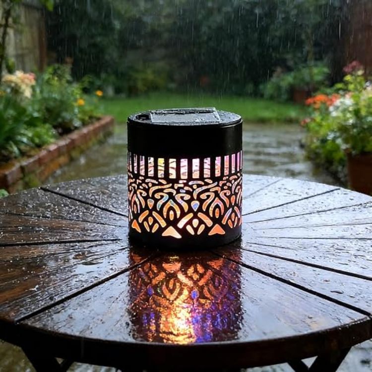 Picture of Solar Mandala Wall Lights for Garden, 7 Color Changing Decorative Solar Lamp | Garden Lights Solar Powered Waterproof Metal Fence Mandala Projection Lamp for Outdoor Yard Patio Backyard Post [Energy Class A]