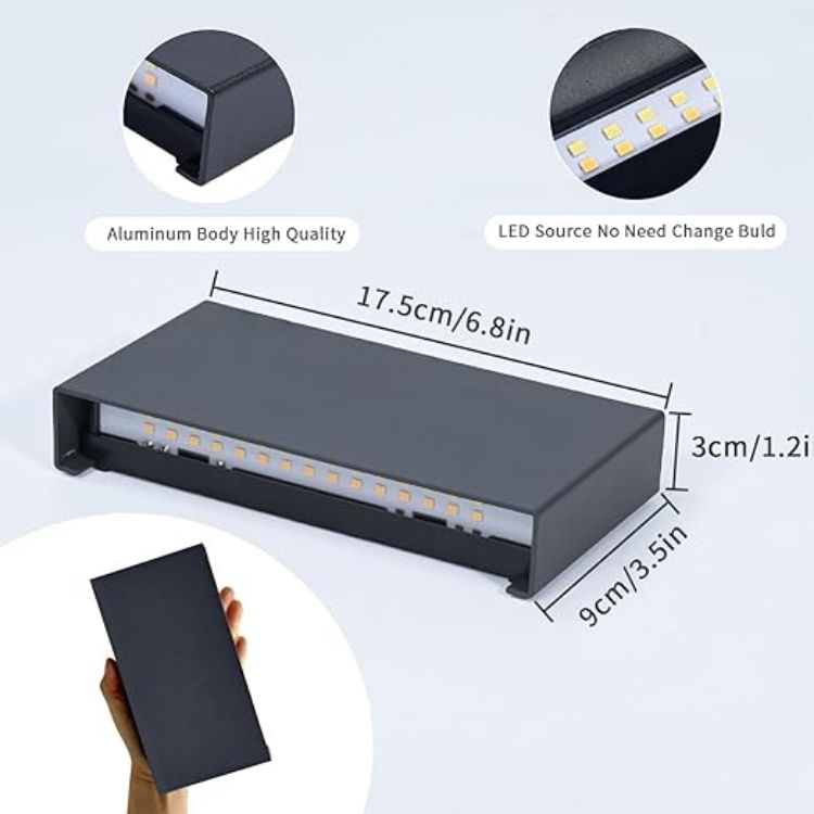 Picture of EBION LED Wall Lights,Up and Down Indoor Outdoor Wall Lights IP54 Waterproof,6W 3000K/4000K/6000K Outside Aluminum Exterior Wall Lamps for Living Room,Bathroom,Porch,Garden,Patio,Anthracite,1 Pack [Energy Class A]