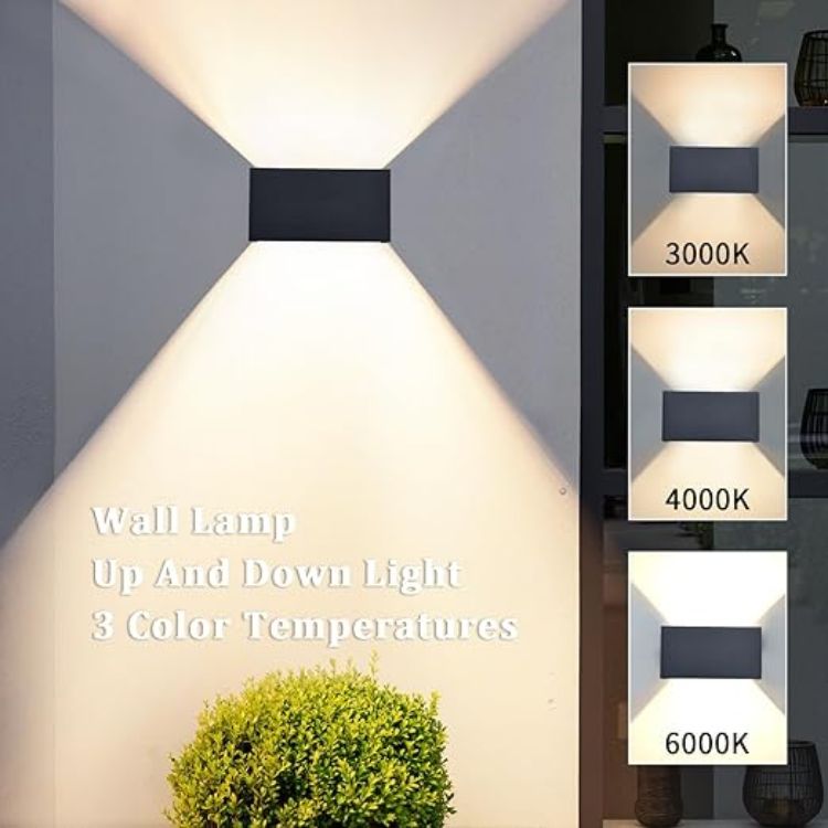Picture of EBION LED Wall Lights,Up and Down Indoor Outdoor Wall Lights IP54 Waterproof,6W 3000K/4000K/6000K Outside Aluminum Exterior Wall Lamps for Living Room,Bathroom,Porch,Garden,Patio,Anthracite,1 Pack [Energy Class A]