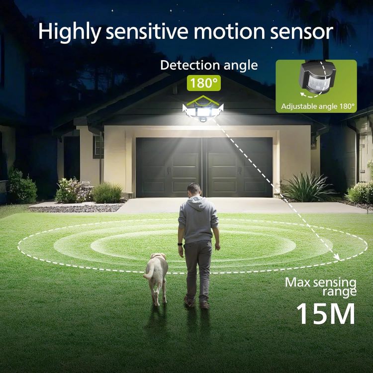 Picture of Philips Solar Security Light Outdoor Light 302 LEDs 1200lm, Solar-Powered Waterproof Wall-Mounted Flood Light w/PIR Motion Sensor, 3 Heads, IP65 Waterproof, 3 Modes 