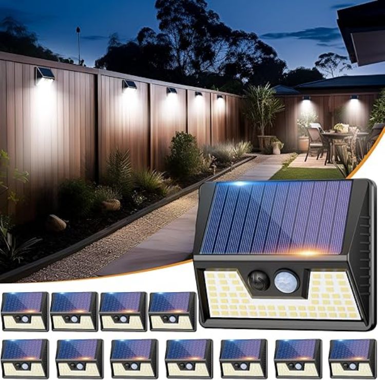 Picture of vighep Solar Lights Outdoor Garden - Led Motion Sensor Security Lights IP65 Waterproof, 3 Lighting Modes, Super Bright Pir Flood Lights for Wall Yard Fence Garage