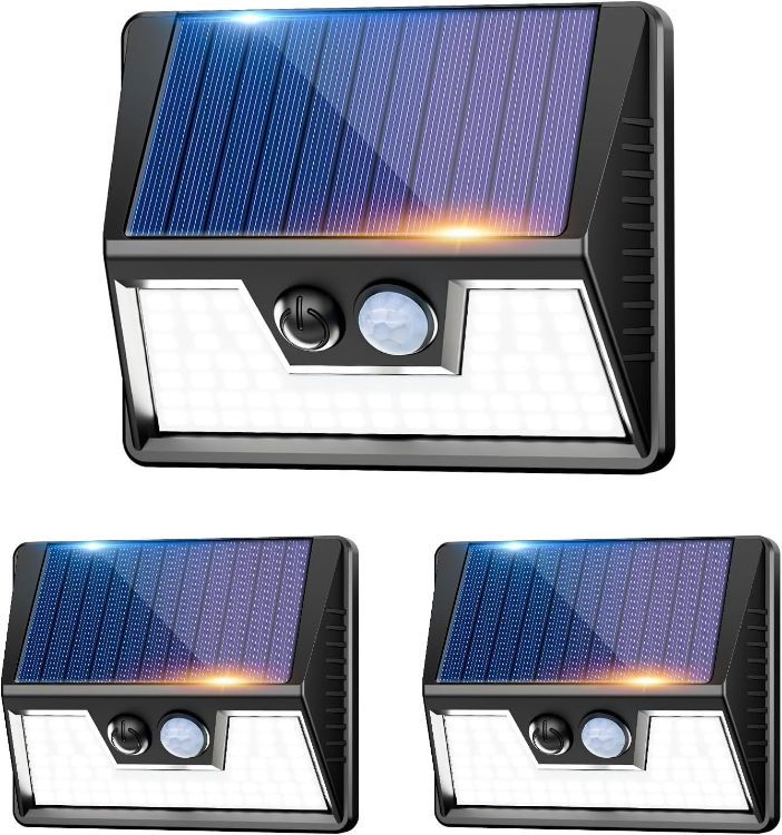 Picture of vighep Solar Lights Outdoor Garden - Led Motion Sensor Security Lights IP65 Waterproof, 3 Lighting Modes, Super Bright Pir Flood Lights for Wall Yard Fence Garage