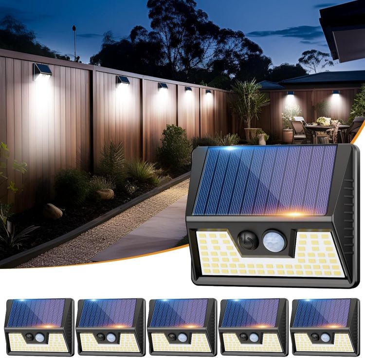 Picture of vighep Solar Lights Outdoor Garden - Led Motion Sensor Security Lights IP65 Waterproof, 3 Lighting Modes, Super Bright Pir Flood Lights for Wall Yard Fence Garage