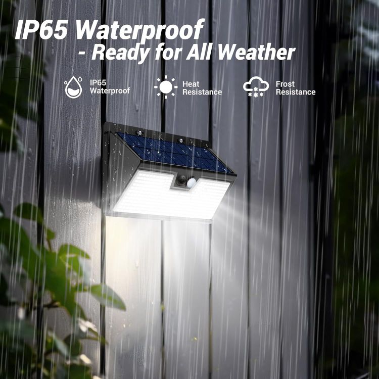 Picture of vighep Solar Lights Outdoor Garden - Led Motion Sensor Security Lights IP65 Waterproof, 3 Lighting Modes, Super Bright Pir Flood Lights for Wall Yard Fence Garage