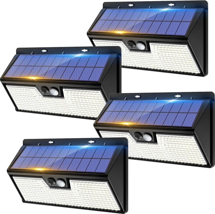 Picture of vighep Solar Security Lights Outdoor Motion Sensor, 318LED Super Bright Led Solar Powered Light with 3 Lighting Modes, IP65 Waterproof Wireless Pir Wall Lights for Outside Garden Fence Yard Path