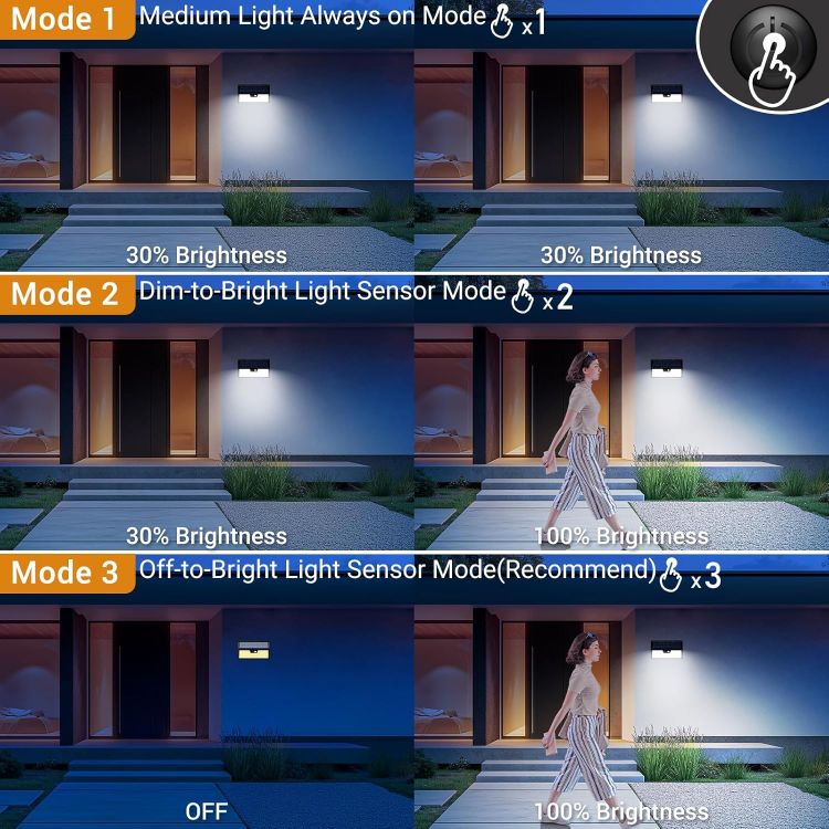 Picture of vighep Solar Security Lights Outdoor Motion Sensor, 318LED Super Bright Led Solar Powered Light with 3 Lighting Modes, IP65 Waterproof Wireless Pir Wall Lights for Outside Garden Fence Yard Path