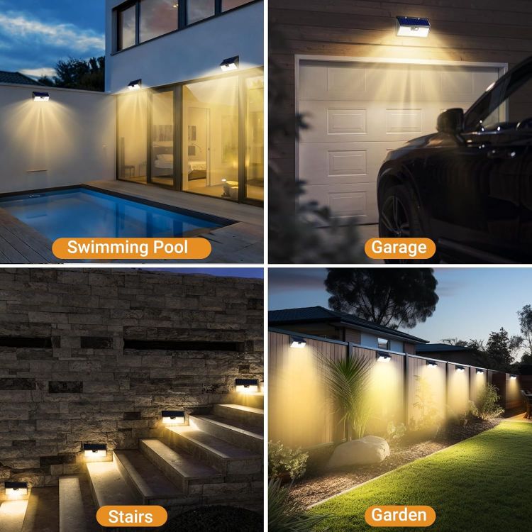 Picture of Solar Security Lights Outdoor Motion Sensor, 318LED Super Bright Solar Powered Light with 3 Lighting Modes, IP65 Waterproof Wireless Pir Wall Lights for Outside Garden Fence Path(Warm White)