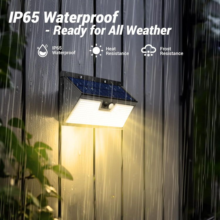 Picture of Solar Security Lights Outdoor Motion Sensor, 318LED Super Bright Solar Powered Light with 3 Lighting Modes, IP65 Waterproof Wireless Pir Wall Lights for Outside Garden Fence Path(Warm White)