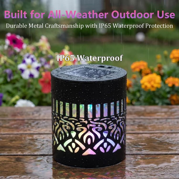 Picture of 2PCS Solar Mandala Wall Lights, Seven-Color Changing Outdoor Decorative Projection Lamp, Waterproof Metal Fence Light for Yard Garden Patio Backyard Post [Energy Class A]