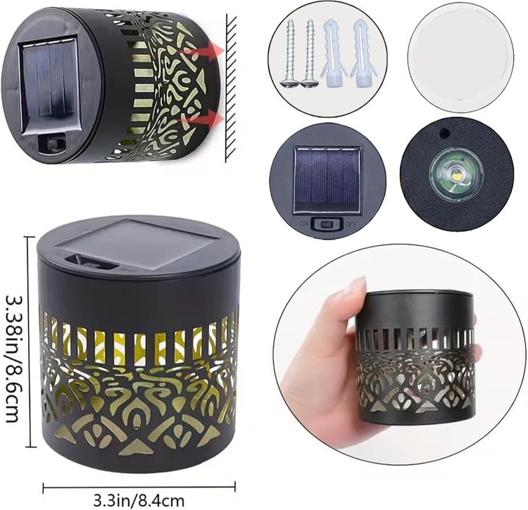 Picture of 2PCS Solar Mandala Wall Lights, Seven-Color Changing Outdoor Decorative Projection Lamp, Waterproof Metal Fence Light for Yard Garden Patio Backyard Post [Energy Class A]