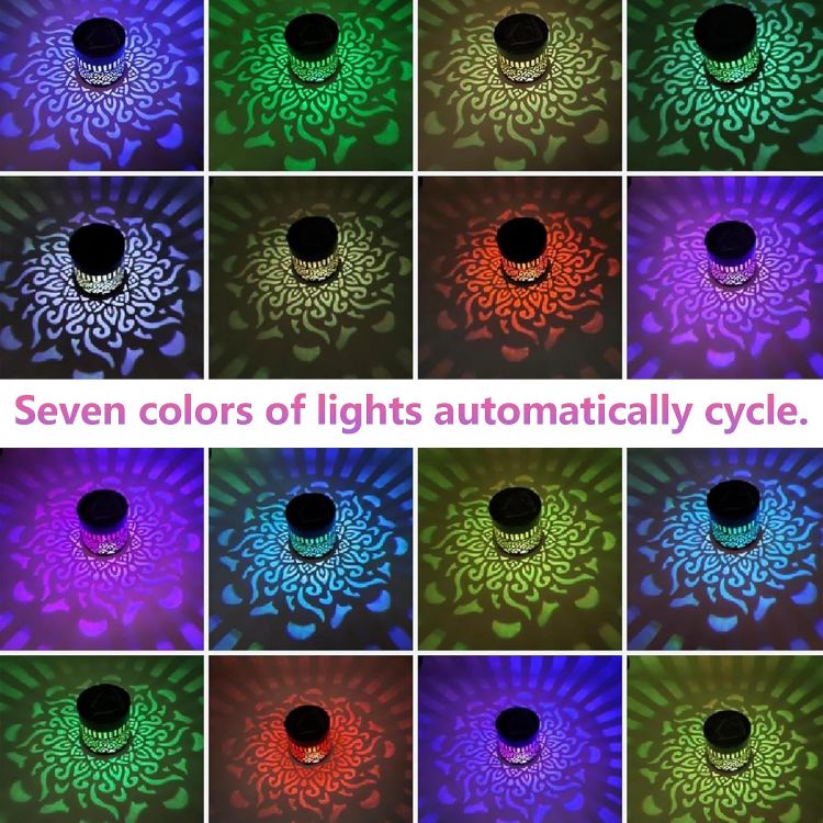 Picture of 2PCS Solar Mandala Wall Lights, Seven-Color Changing Outdoor Decorative Projection Lamp, Waterproof Metal Fence Light for Yard Garden Patio Backyard Post [Energy Class A]