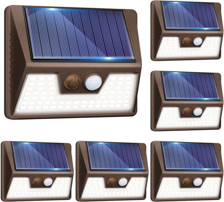 Picture of Solar Lights Outdoor Motion Sensor- Led Security Light IP65 Waterproof, 3 Lighting Modes, Super Bright Pir Flood Lights for Wall Garden Fence Yard Driveway Path - Brown
