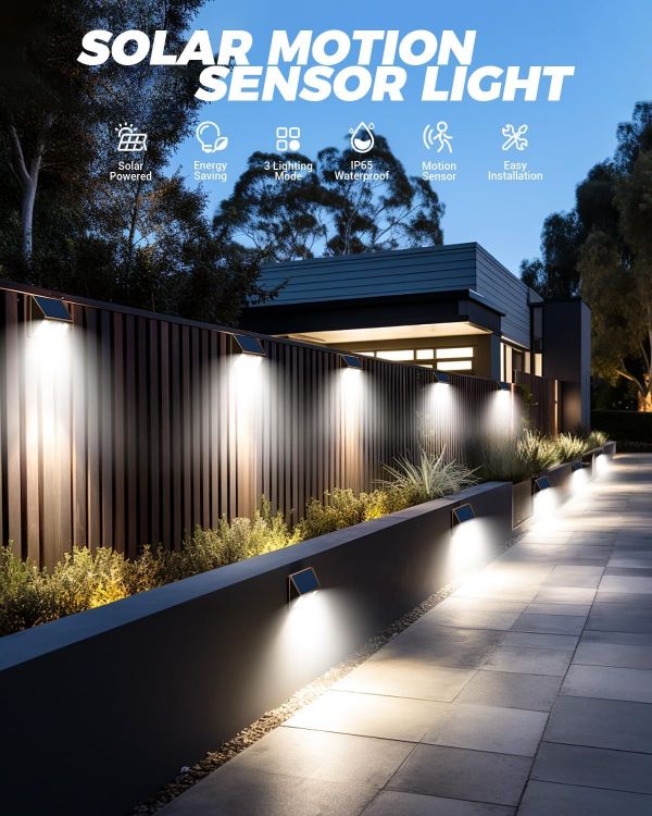Picture of Solar Lights Outdoor Motion Sensor- Led Security Light IP65 Waterproof, 3 Lighting Modes, Super Bright Pir Flood Lights for Wall Garden Fence Yard Driveway Path - Brown