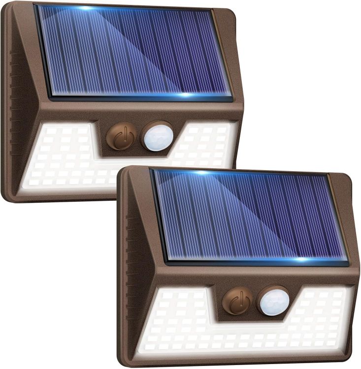 Picture of Solar Lights Outdoor Motion Sensor- Led Security Light IP65 Waterproof, 3 Lighting Modes, Super Bright Pir Flood Lights for Wall Garden Fence Yard Driveway Path - Brown