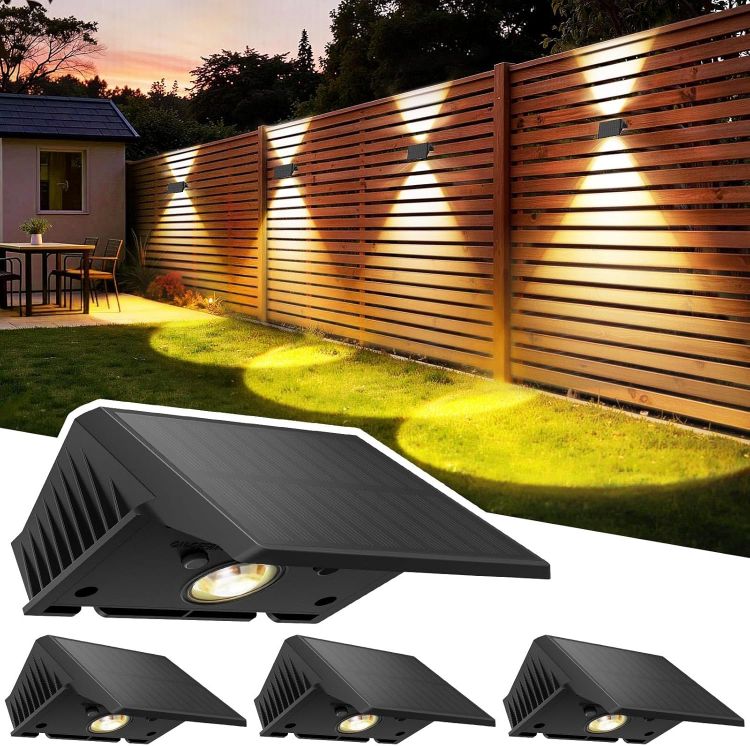 Picture of Solar Fence Lights Outdoor, Solar Up and Down Wall Lights, 2 Pack, Warm White, Waterproof IP67, 3 Light Modes, Auto On/Off for Garden, Fence, Patio & Yard