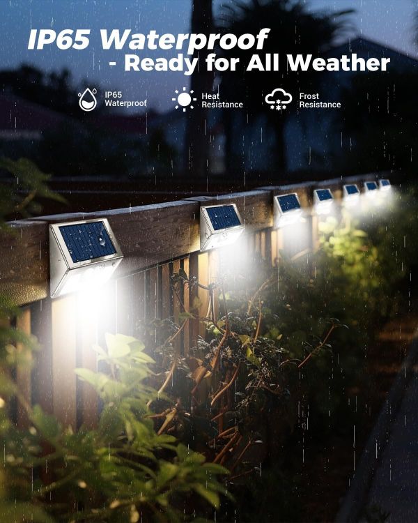 Picture of vighep Solar Lights Outdoor Motion Sensor- Stainless Steel Led Security Lights IP65 Waterproof, 3 Lighting Modes, Cold White Brushed Nickel Pir Flood Lights for Wall Garden Yard Path