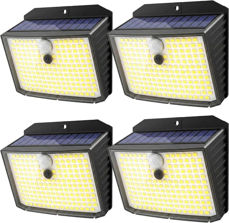 Picture of CLAONER Solar Security Lights Outdoor, Motion Sensor Light 3 Lighting Modes Solar Powered LED Lights IP65 Solar Wall Lights for Yard Garage Garden Fence Doo