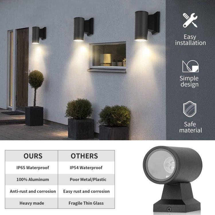 Picture of Aigostar Outdoor Wall Lights Mains Powered, IP65 Outside Lights Exterior Wall Sconce, Aluminum Indoor Wall Lights Max 35W GU10 Wall Light for Front Door, Garage, Porch, Garden, Balcony, Patio