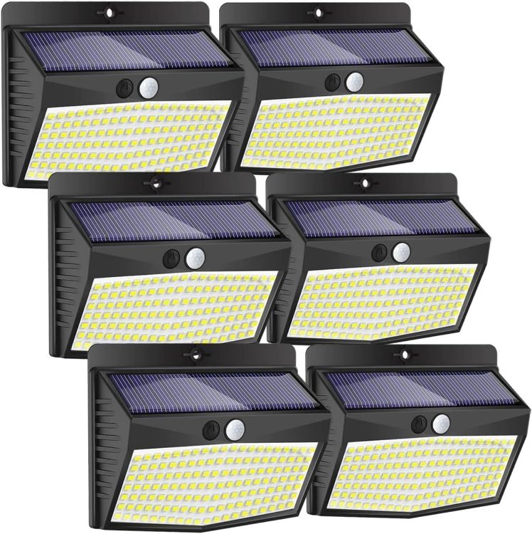 Picture of Peasur Solar Security Lights Outdoor Motion Sensor, 168LED 4 Pack Solar Powered Lights Outdoor Garden with 3 Modes, IP65 Waterproof Fence Lighting for Outside Yard Porch Step Deck