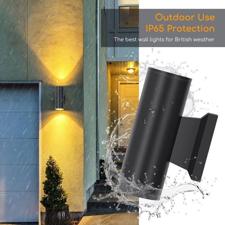 Picture of Aigostar Outdoor Wall Lights Mains Powered, IP65 Up Down Outside Lights Exterior Wall Sconce, Aluminum Indoor Wall Lights Max 35W GU10 Wall Light for Front Door, Garage, Porch, Garden, Balcony, Patio