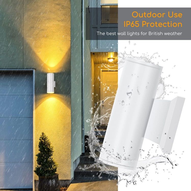 Picture of Aigostar Outdoor Wall Lights Mains Powered, IP65 Up Down Outside Lights Exterior Wall Sconce, Aluminum Indoor Wall Lights Max 35W GU10 Wall Light for Front Door, Garage, Porch, Garden, Balcony, Patio