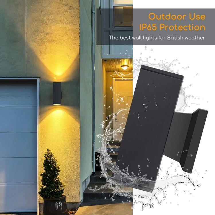 Picture of Aigostar Outdoor Wall Lights Mains Powered, IP65 Up Down Outside Lights Exterior Wall Sconce, Aluminum Indoor Wall Lights Max 35W GU10 Wall Light for Front Door, Garage, Porch, Garden, Balcony, Patio