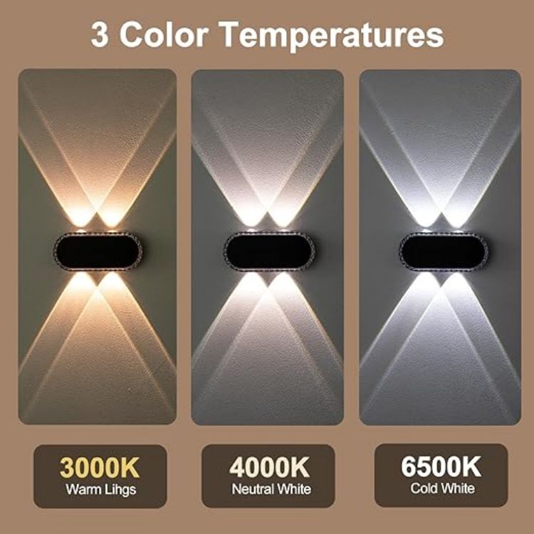 Picture of ELLASAY Solar Fence Lights, Minimalist Design, Solar Up and Down Garden Lights - IP65 Waterproof and 3 Colour Modes for Patio, Yard, Pool, Porch, Backyard Decorations,[Energy Class F]